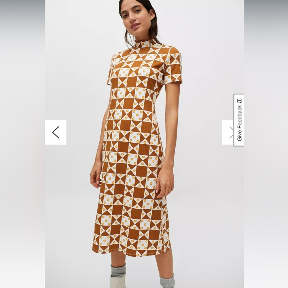 Lisa Says Gah Brown and White Geometric Dress